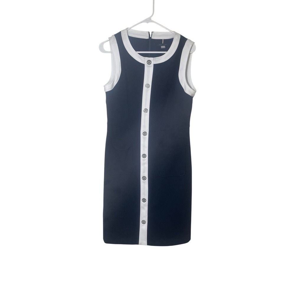 Tommy Hilfiger Shift Dress Classic Button Front 10 Old Money Classy Office